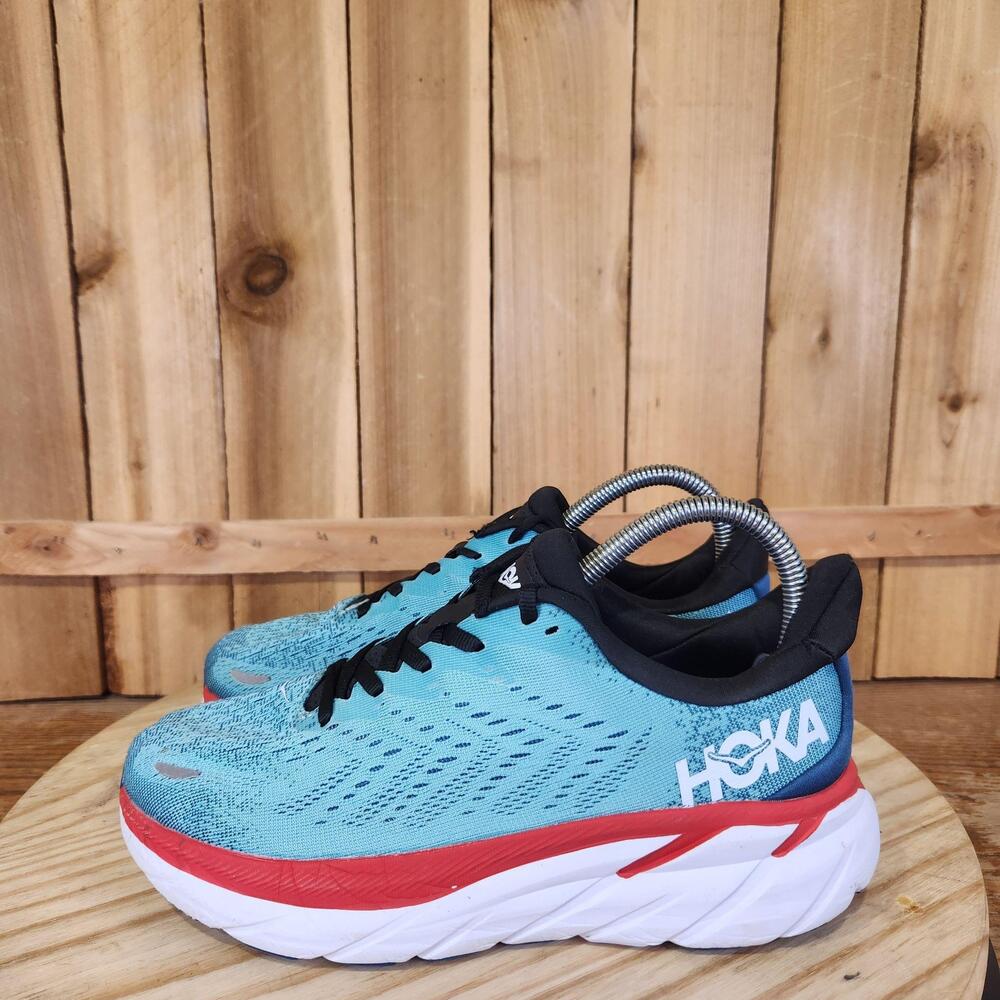 Hoka One One Clifton 8 Shoes Womens 7 Blue Mesh Running Sneakers 1119393 RTAR
